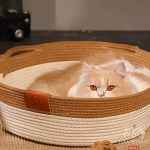 Luka😊พร้อมส่ง💯 ที่นอนแมว เบาะนอนแมว ตะกร้าแมวนอน งานฝีมือรังแมว ที่นอนสัตว์ ที่นอนแมวสไตล์มินิมอล แข็งแรง ทนทาน ที่นอนสาน ตะกร้าใส่แมว