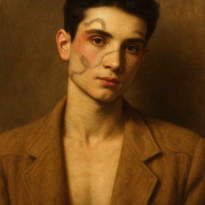 Tranh Nghệ thuật "Chàng Trai Mặc Véc Nâu" VIETSMART ART - Sơn dầu 60 x 70cm