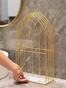 Rak Kosmetik Kamar Mandi Marble Glass Bathroom Storage Rack Toilet Cosmetic Organizer