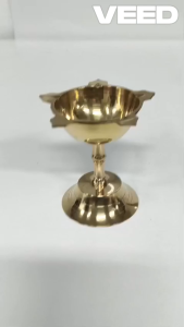 Handcrafted Brass Five Face Diya | Traditional Pooja Oil Lamp with 5 Wick Holders | Home Temple & Festive Decor | Size - 3 x 2 Inch (Pack of 1 Pc)