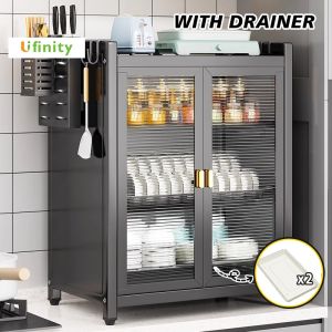 Lifinity 3-Tiers Kitchen Dish Cabinet with Cover Dust-proof Insect-proof Countertop Plate Organizer