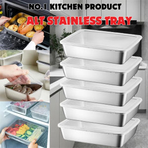 304 Stainless Steel Japanese Style Tray Food Storage Box With Lid Household Fresh-Keeping Box Tray BBQ Food Trays 304 Marvin Agustin Food Tray With Cover Stainless Food Container With Cover Food Keepers With Cover Trays Food Serving Stainless Steel Tray
