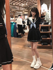 New Year Sailor Suit Set Short Sleeve Navy Collar Pleated Skirt Korean Style College Theme New Year Greeting Outfit JK Uniform