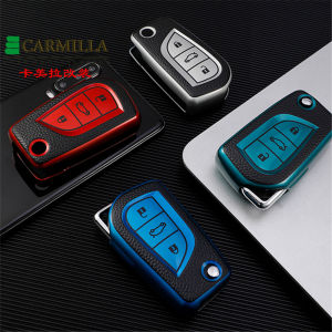 Car Folding Flip Key Case Cover for Toyota Corolla Camry Altis Auris Aygo Yaris RAV4 Verso Protective Cover Bag Shell Holder K