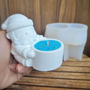 Santa Claus Candlestick Silicone Mold DIY Cute Dwarfs Candle Cup Gypsum Molds Elk Trojan Angel Resin Home Christmas Decor Tools