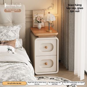 XIANGNANSONG | Tủ Đầu Giường Gỗ Cứng Phong Cách Retro Màu Kem Hình Móng Mèo Nhỏ