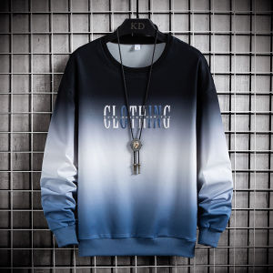Sweater Pria Hoodie Lengan Panjang Pencetakan Gradien