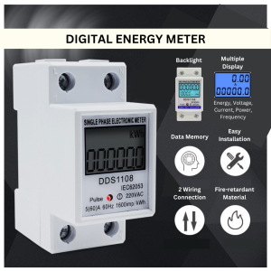 Ready Stock DDS1108 Single/Multiple Phase Digital Electric Watt-Hour Energy Meter LCD Screen Backlight KWH Power Consumption Current Voltage Submeter Air Conditioner Water Heater Fish Tank Save Electricity Cost Bill Monitor Rental Bilik Airbnb Hostel