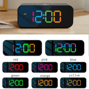 Rechargeable DIY Sound Recording LED Alarm Clock with Mirror Face and RGB Colorful Display.Record 3 Sets of Sounds as Alarm Tune