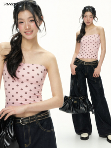 Ariseism | Vintage American Dotted Halter Top Summer Fitted Sleeveless Shirt