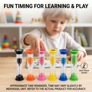 6Pcs Sand Timer Plastic Hourglass Timer Colorful Sandglass Hourglass Small 30sec/1min/2mins/3mins/5mins/10mins Sand Clock Timer