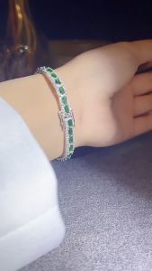 Chlorospinel Diamond Bracelet 925 Sterling Silver Single Row Full Diamond Light Luxury Jewelry For Women