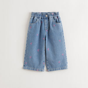 Marc&Janie | Embroidery Bow Girls Straight Denim Pants
