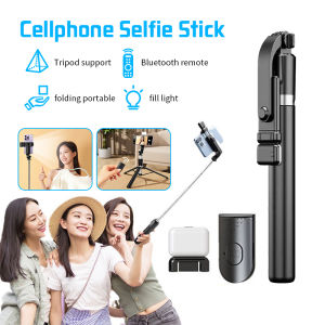 Selfie Stick with Tripod Stand Wireless Bluetooth Adjustable Selfie Stick with LED Light Compatible with Any Phone
