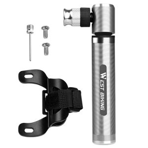 West Biking | WEST BIKING Mini Bike Pump Aluminum Alloy Hand Pump 160PSI For Schrader&Presta Valve With Free Needle MTB Road Bike Accessories