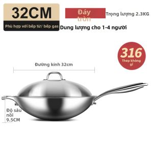 RONGCHUAN | Chảo Bằng Thép Không Gỉ 316 Không Phủ Lớp