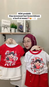 Setelan Anak Kemerdekaan Set RokCel Baju Anak Perempuan Usia 1-5 Tahun Atasan Kaos Celana Scuba Pakaian Merah Putih Indonesia Setelan 17 Agustus Top Fashion Anak Kekinian