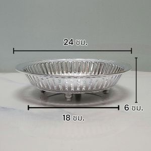 ถาดรัตนโกสินทร์ ถาดกลมลายเทพนม 24 ซม.สีทองสีเงิน ใส่เครื่องเซ่นไหว้ถวายพระพิธีกรรมต่างๆ