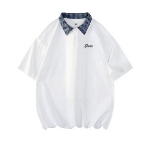 Áo Thun Polo Kẻ Caro Cổ Polo Tay Ngắn Dáng Rộng Mùa Hè Cho Nam Thương Hiệu Thời Trang Thường Ngày Polyester 100%