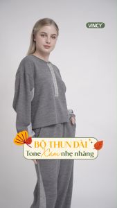 [Mua 3 giảm 20% mua 2 giảm 15%] Bộ thun dài tay áo cổ trụ cho Thu Đông BTD140W41