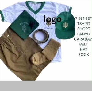 Complete Set 7in1 For BSP School Uniform With Green Pipping