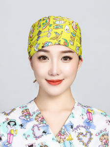 Operating Cap Cotton Print Operating Room Hat ICU Male and Female Doctors and Nurses Working Food Sanitary Bag Tam-O-Shanter