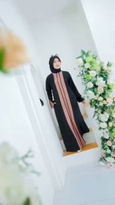 Vasya Zhabella Abaya Gamis Kaftan Hitam Kombinasi