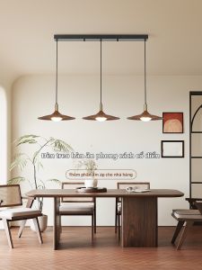 AOMAO | Đèn chùm UFO 3 đầu gỗ sồi cổ điển