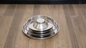 Stainless Steel Tempat Makan Bulat Anti Sedak Slow Eat Untuk Anjing Dan Kucing