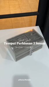 PIFACIA Accesories Box 3 Tingkat Laci Penutup Acrylic Transparant Penyimpanan Perhiasan Wanita