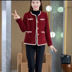 Comfortable Slim Fit Short Suit Jacket for Middle-Aged Women Spring Autumn Pure Color Loose Top Button Style Commute Fashion