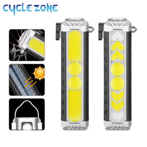 Portable Multi-function Solar Work Light Type-C Rechargeable Flashlight with Magnet/Hook COB Lamp Car Safety Hammer Lantern