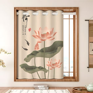 Chinese Style Waterproof Bedroom Bathroom Curtains Blocking Curtain No Punching Installation Sun Protection Light Blocking Cloth