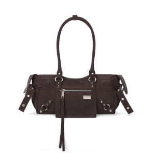 JANDRESS | Suede Brown Vintage Studs Motorcycle Bag