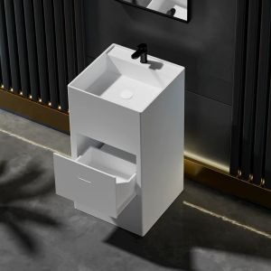 Home Hotel Integrated Bathroom Washstand Column Basin Square Storage Artificial Stone Face Washing Basin for Vacation Rental