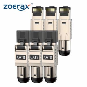 ZoeRax RJ45 Connectors Tool Free Cat8 CAT7 CAT6A Cat 8 Field Termination Plug Shielded RJ45 Modular Plugs for 2000MHz 40G