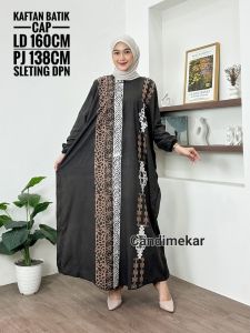 Fashion Muslimah Kaftan Candi Mekar / Kaftan Cap Encim Rayon Candi Mekar / Gamis Batik Kaftan Cap Candi Mekar