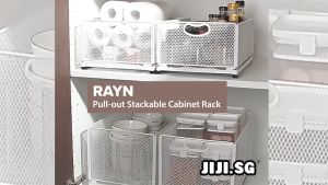 (JIJI SG) RAYN Pull-out Stackable Cabinet Rack - Storage Shelve / Shelf Organizer / Stackable Pull Out Rack