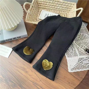 Girls Autumn Winter Thermal Pants Flared Trousers One-piece Fleece Long Pants