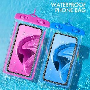 Glow-in-the-Dark Waterproof Phone Pouch - Touchscreen Compatible for Swimming Beach Diving (Self-Sealing)