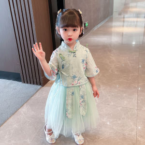 Princess Style Cheongsam Dress Childrens Outfit Baby Style Tang Suit Hanfu for Girls New Summer Collection 2025
