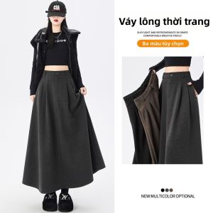 La Chapelle | Váy Dài Phong Cách Áo Khoác Nỉ Melton Dày Ấm Thu Đông