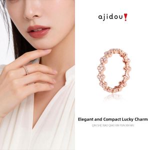 ajidou | Rose Gold Plated Four-leaf Clover Studded Ring Unique Design