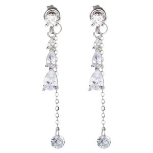 Long Waterdrop Earrings Women Unique Luxury Design Sensation Super Shiny Embedded Zirconia Dangle Single New Model