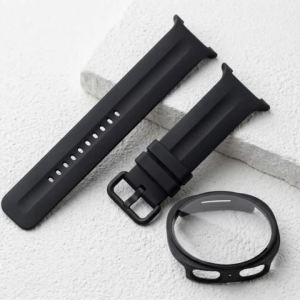 Bộ Dây Đeo Silicon Và Vỏ Kính Cường Lực Dành Cho Samsung Galaxy Watch Tương Thích Với Các Mẫu 9 8 44 40mm Dây Đeo Thoáng Khí Vỏ PC
