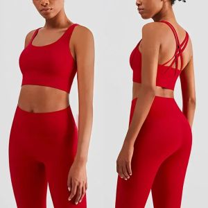 Bộ Đồ Tập Thể Thao Nữ 2 Món Gồm Áo Ngực Thể Thao Liền Mạch Và Quần Legging Cạp Cao Chống Sốc Thoáng Khí Không Tay Size S-XL
