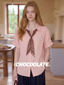 Elegant Loose Collar College Style V-Neck Shirt with Scarf Tie Design