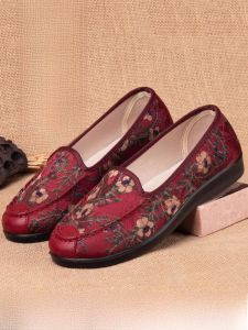 SHIPAILUO | Beijing Ladies Flat Heel Soft Bottom Comfortable Shoes Spring Season Casual Round Toe Plant Floral Patterned Slip-On Shoes