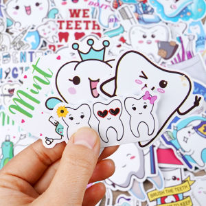 50 Miếng Dán Hình Răng Dễ Thương Hoạt Hình Nhãn Dán Hình Răng Dùng Trang Trí Bàn Chải Đánh Răng Quà Tặng Nha Khoa Nhãn Dán Giấy Nhỏ