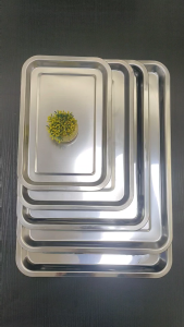 3PCS STAINLESS STEEL FOOD TRAY BARBECUE TRAY BAKING TRAY SERVING TRAY KITCHEN TRAY THICK DURABLE 555